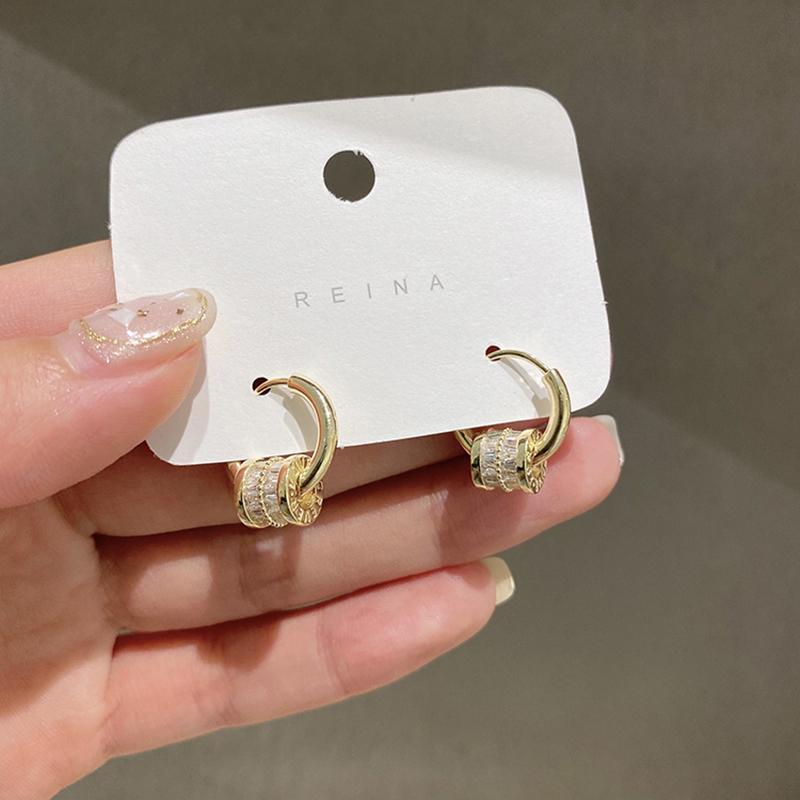 Французские элегантные модные ювелирные изделия 14-каратное настоящее золотое покрытие роскошные циркониевые круглые вращающиеся серьги-колонны женские свадебные вечерние серьги