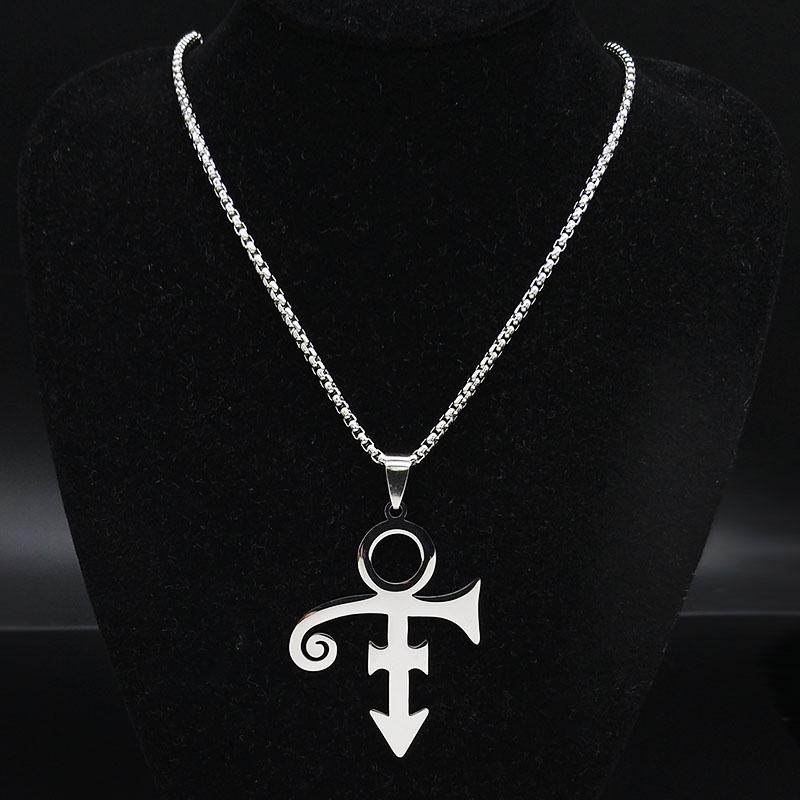 RIP Memorial Symbol Love Logo Steampunk Stainless Steel Necklace Women The Minimalism Artist Love Symbol Prince Necklace Jewelry