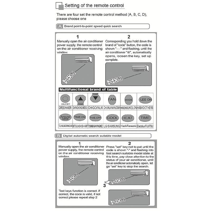 Universal K-1028E Low Power Consumption 1000 In 1 Air Condition Remote Lcd A/C Remote Control Controller