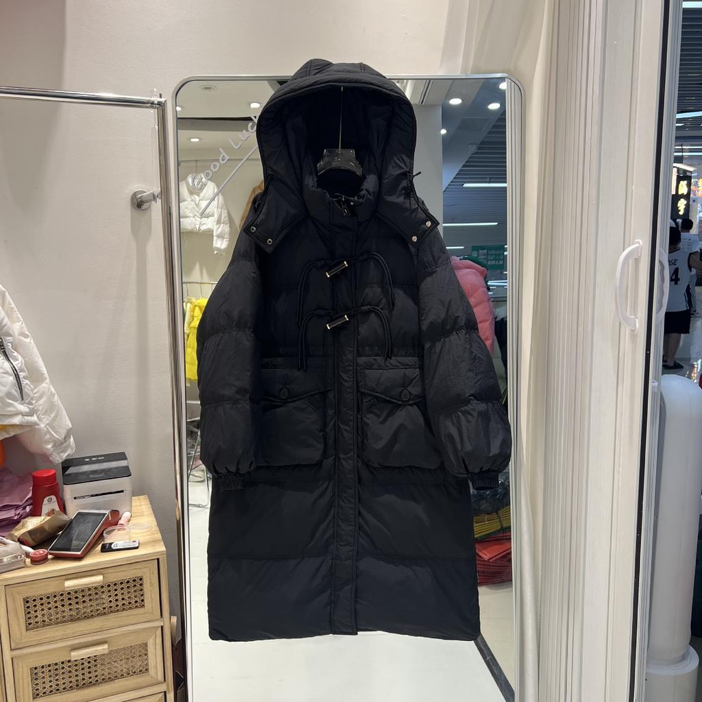 Пуховик женский средний и длинный с капюшоном утолщенный свободный зима 2024 новый студенческий белый пуховик до колена прилив