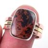 Натуральный обсидиан из красного дерева, драгоценный камень, двухцветное кольцо из стерлингового серебра 925 пробы, размер 8.5 O0P47