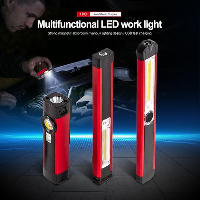 Мощный рабочий свет COB LED фонарик Магнитная рабочая лампа USB перезаряжаемый фонарь Инспекционный свет с красным / белым светом 4 режима
