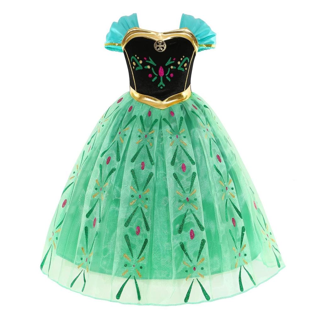 Princess Costume for Girls Green Dress Up with Accessories for Toddler Cosplay Christmas Birthday Party