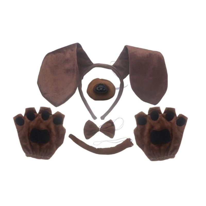 Animal Dress up Kits Include Dog Hairband, Tail, and Bowtie for Kid Halloween