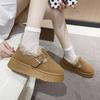 2024 зимние женские ботинки на плоской подошве с нескользящей подошвой из плюша, теплые зимние ботинки, винтажные мокасины, легкие ботильоны без застежек, женская обувь