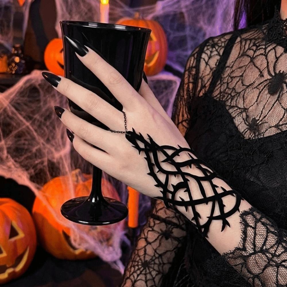 Double-sided Spider Web Bracelet Velvet Adjustable Hand Chain Gothic Bracelet Music Festival
