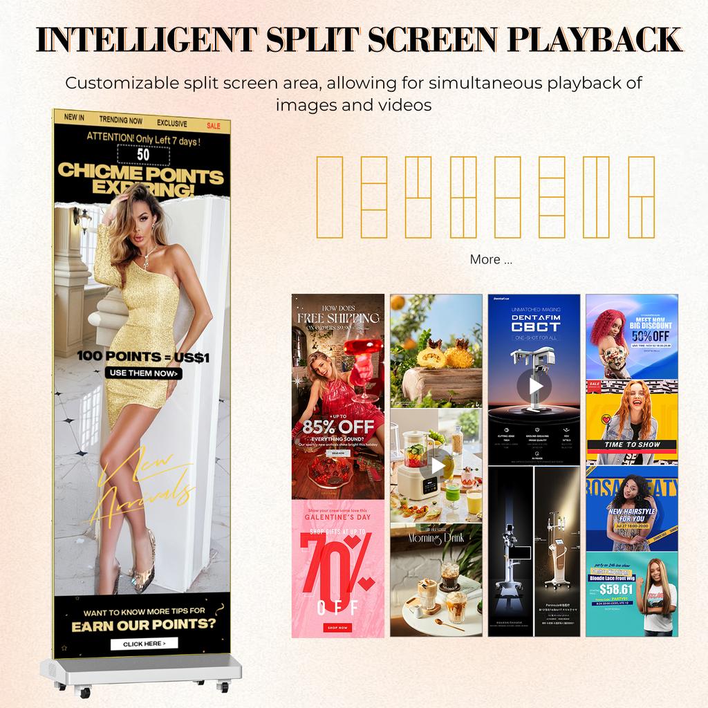 MWE USA Warehouse 80 Inch P1.86 GOB Foldable Portable Wireless LED Poster Digital Signage with CMS for Exhibition Event Rent