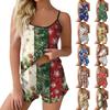 Women's Fashion Christmas Print Set Sleeveless Top Shorts With Pajamas