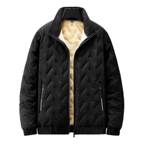 Мужская хлопчатобумажная куртка осень-зима толстая теплая плюшевая подкладка воротник-стойка карман на молнии с длинными рукавами повседневное повседневное однотонное мужское повседневное пальто