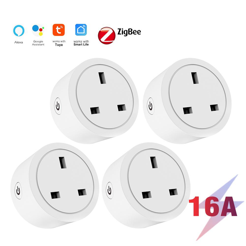 Zigbee Tuya Smart Plug 16a Adapter Wireless Remote Control Voice Control Timing Monitor Battery Works With Google Home Alexa