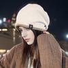Сезонная кашемировая шерстяная шапка, модная универсальная защитная шапка для ушей, большая окружность головы, холодная шапка, вязаная женская