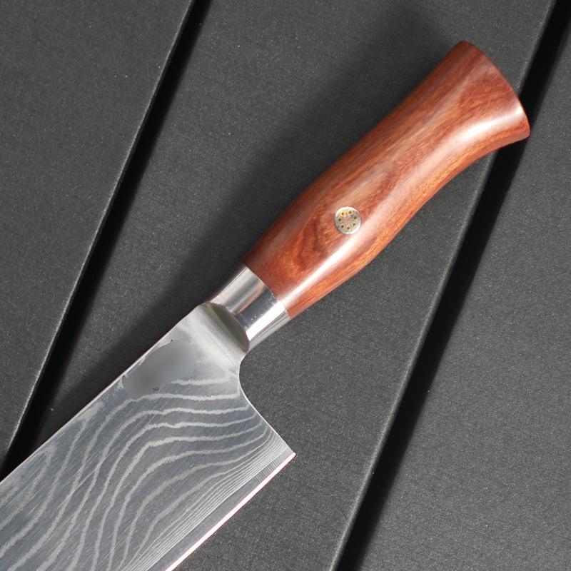 6.9 Inch Nakiri Knife Damascus Steel Blade Wood Handle Chef Slicing Vegetables Cleaver Meat 9Cr18CoMov Kitchen Knife Messer