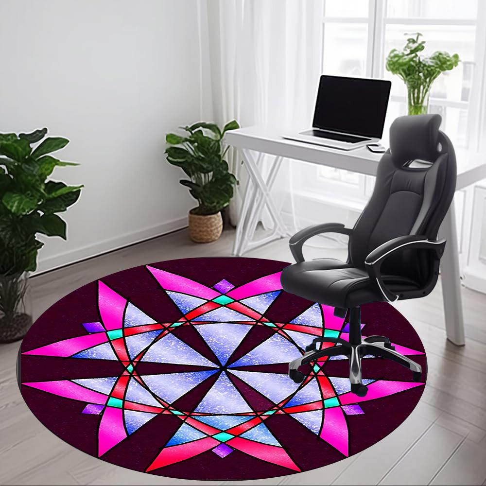 1pc Stained Glass Office Round Rug, Non-slip, Soft and Durable Office Rug for Interior Decoration, Perfect for Office,Decoration yy260204036
