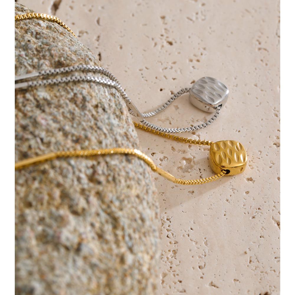 Eetit Waterproof Stainless Steel Removable Casting Square Pendant Necklace Chic Korean Distinctive Charming Jewelry Wholesale