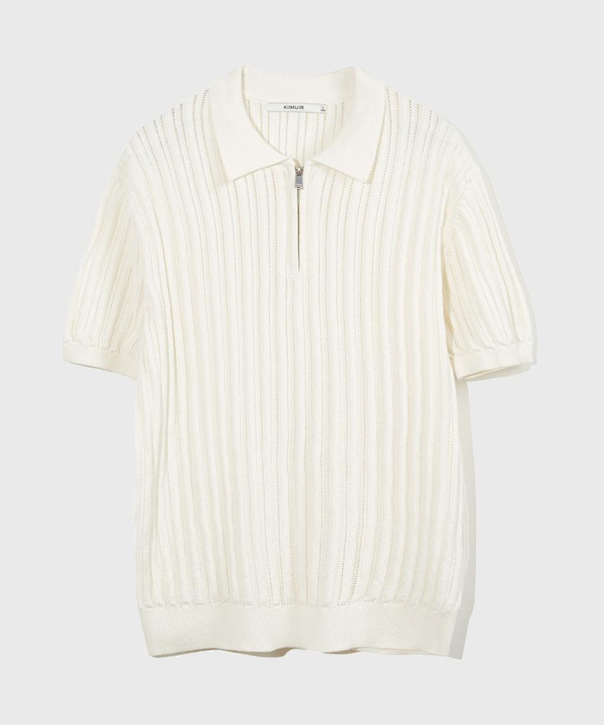 KIIMUIR Half-Zip Short-Sleeve Knit_Ivory