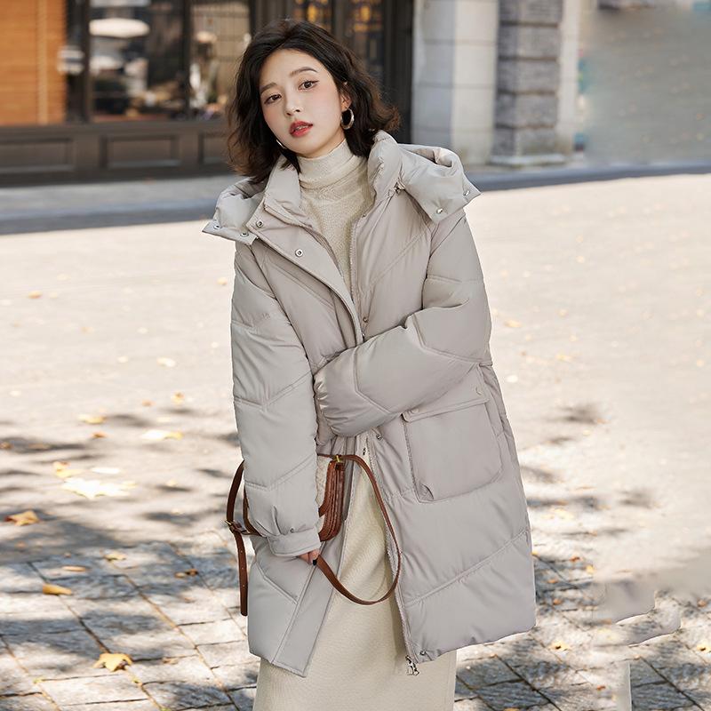 Новая хлопковая куртка для женщин средней длины, куртка-пуховик, утолщенная, свободная, зимняя, с капюшоном, хлопковая куртка