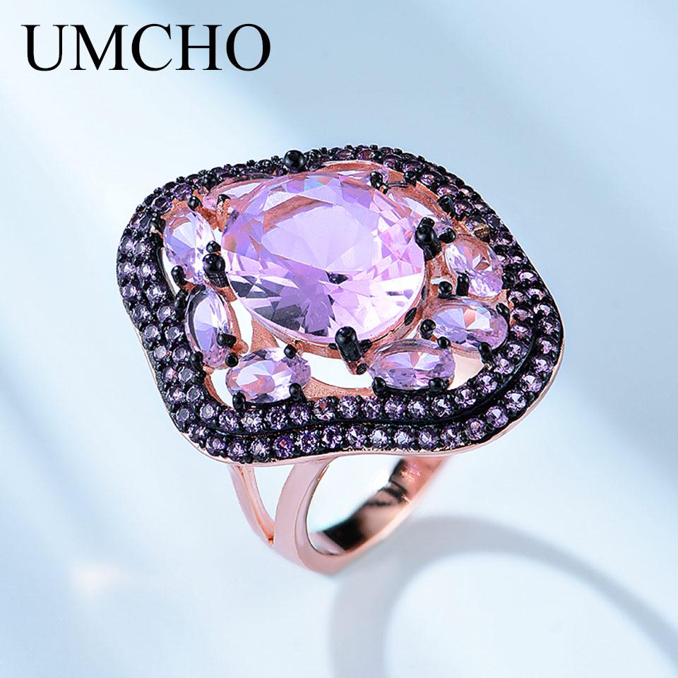 Umcho Oval Nano Pink Moganite Jewelry Sets Gemstone Pendant Necklace Rings Drop Earrings 925 Sterling Silver For Women Best Gift