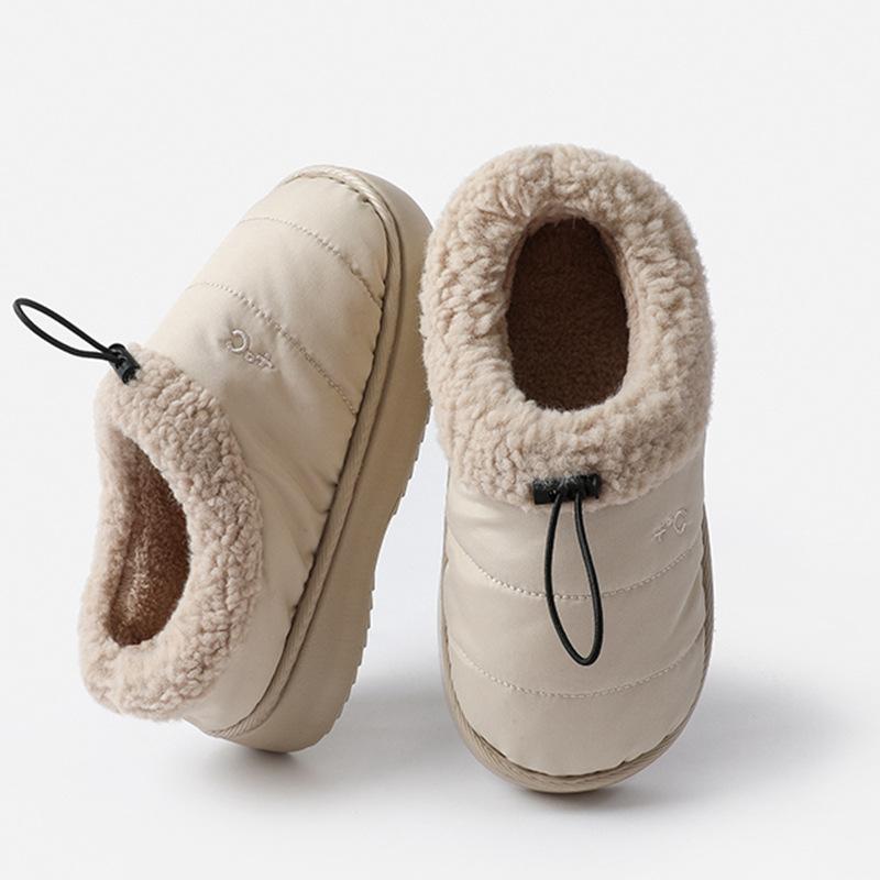 Lamb Wool Winter New Cotton Shoes Snow Cotton Velvet Home Warm Non-slip Waterproof Fluffy Shoes Women