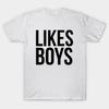 Мужская черная футболка с принтом Нравится Мальчики. Хлопковая футболка с термотрансферным принтом без вырезки