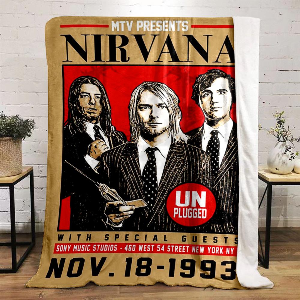 Nirvana MTV Unplugged Poster Design printed Flannel blanket for bedroom, living room, sofa, and nap