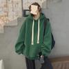 Women's American Retro Green Hooded Sweatshirt: Autumn/Winter, Plus Velvet, Loose-Fit, Trendy and Cozy.