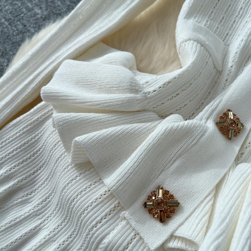 Элегантные вязанные винтажные шикарные платья с V-образным вырезом и длинными рукавами, облегающие платья для офисных леди во французском стиле, одежда для улицы, осень-зима