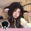 Ladies Hat Photo Prop Cartoon Sheep Ear Hat Solid Color Fluffy Thick Hat Cute Keep Warm Windproof Adjustable Winter Hats