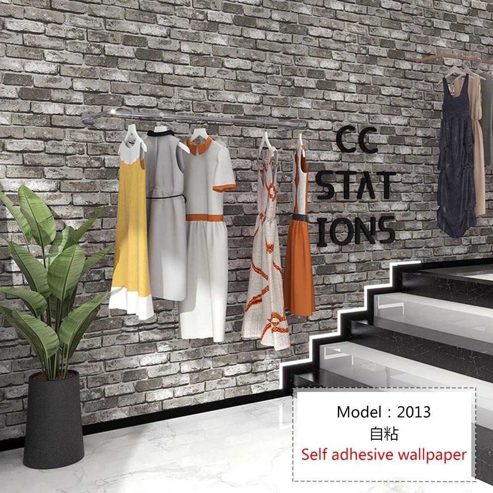 Self Adhesive Wallpaper Cafe Clothing Store Restaurant Brick Pattern Wallpaper 3D Retro Brick Culture Stone Pattern Wallpapers