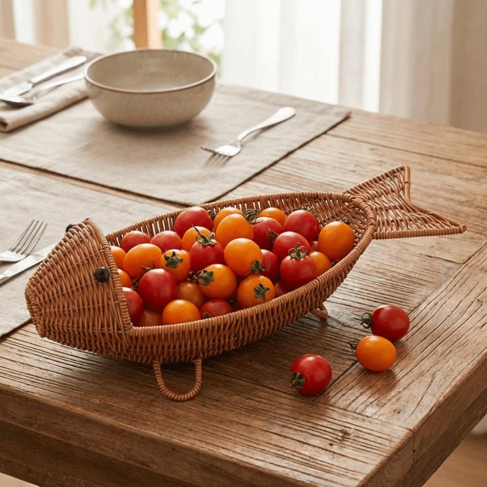 Plastic Snack Fruit Plate Wear-resistant Drain Basket Fruit Platter Hand Woven Fruit Basket Hotel
