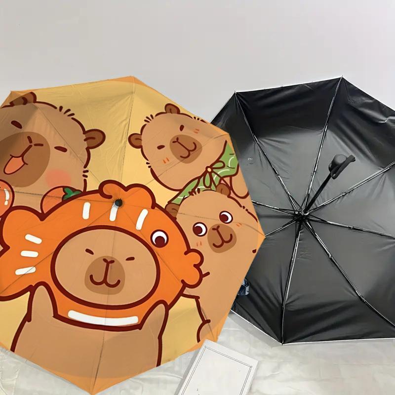 1P Capibala Umbrella-8-Rib Reinforced, Automatic Open, Lightweight & Durable, Cute Fashion Accessory for Outdoor-Q203