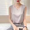 Women's Summer Vest Silk Slim V-neck Broad Shoulder Crop Inner Sleeveless Tops