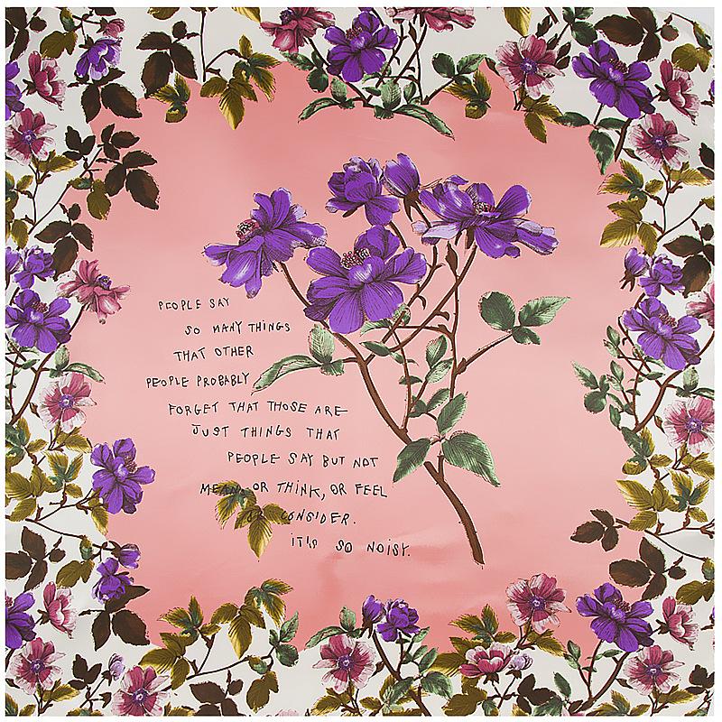 New Arrival Korean Style Hand Paint Rose Silk Satin Square Scarf Spring Autumn Women Scarfs Shawls 90*90 Cm Scarves