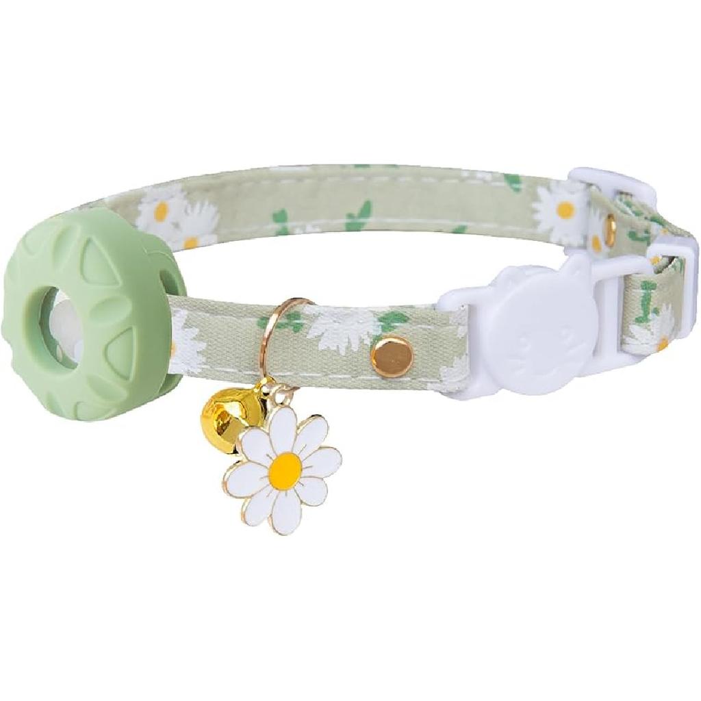 Breakaway Cat Collar with Airtag Holder,Kitten Collar with Apple Air Tag Holder and Bell for Girl Boy Cats, 0.4 Inches in Width and Lightweight.