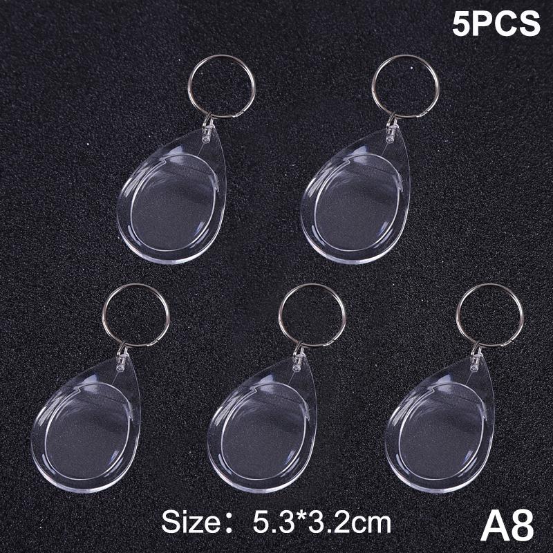5Pcs Blank Photo Frame Keychain Clear Acrylic Keyring Insert Photo Split Key Pendant Diy Key Holder Couple Anniversary Gifts