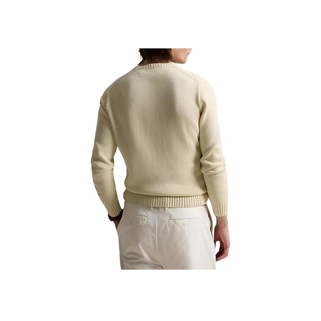 Свитер мужской Polo Ralph Lauren однотонный с логотипом, с круглым вырезом, вязаный, артикул MNPOSWE16822194-101