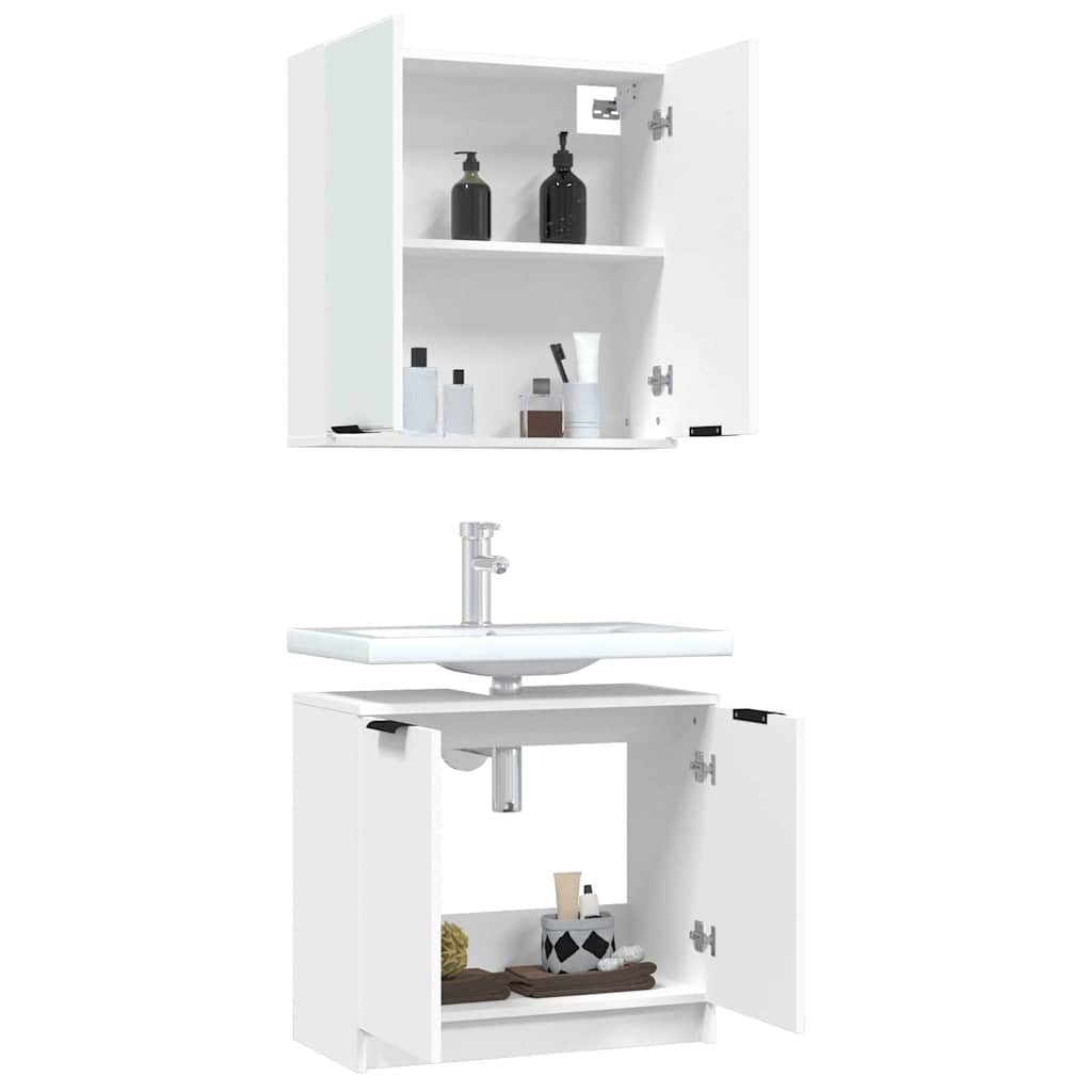 2 Piece Bathroom Furniture Set White Particleboard