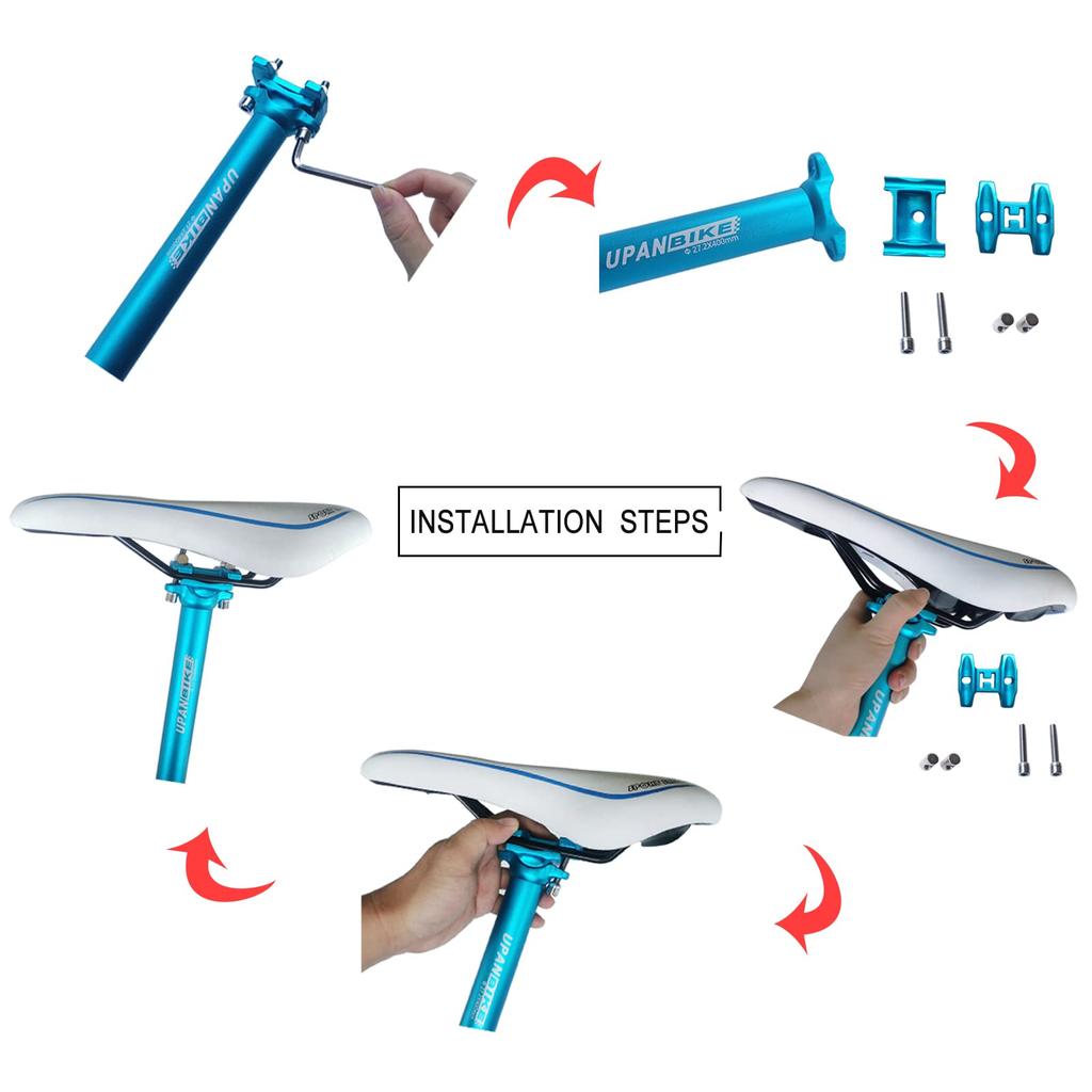 UPANBIKE Bicycle Seatpost Aluminum Alloy Extra Long for Mountain Bike 27.2 30.9 31.6mm400mm (Black 27.2mm)