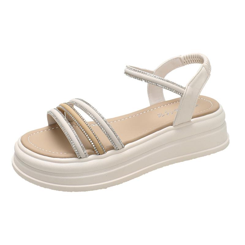 Стразы пляжные сандалии женские летние фея ветер толстая подошва слово ремень с юбкой сандалии женские