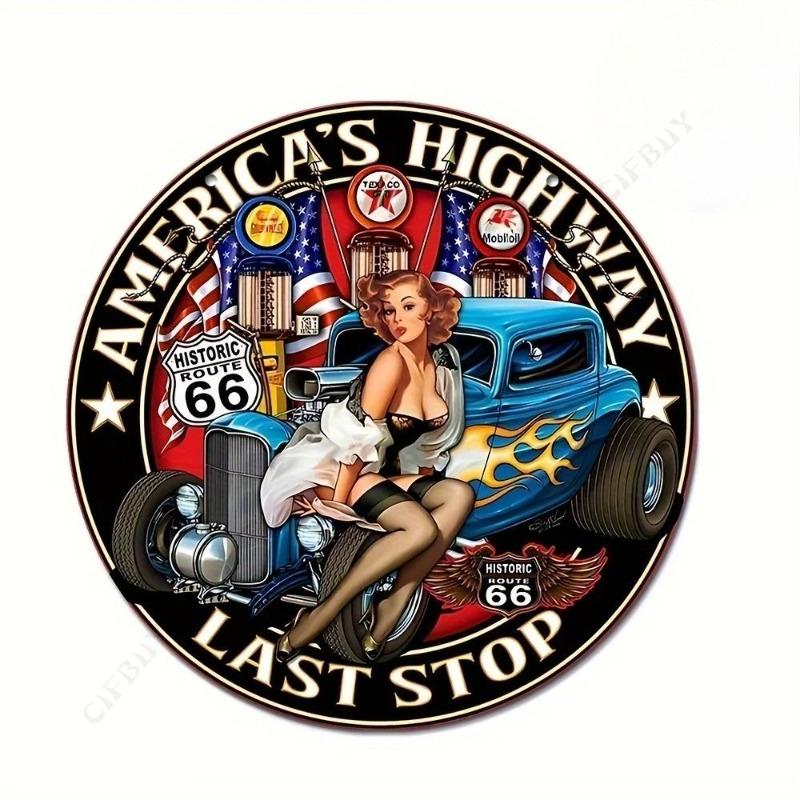 Witch Broom Halloween Sign, Round Aluminum Wall Plaque 20x20cm