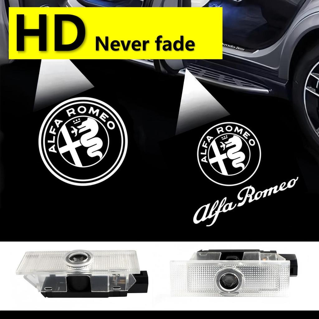 HD For Alfa Romeo 159 Giulietta Stelvio Giulia Mito Brera Accessories Car Led Door Courtesy Logo Projector Lamp Welcome Lights zl7