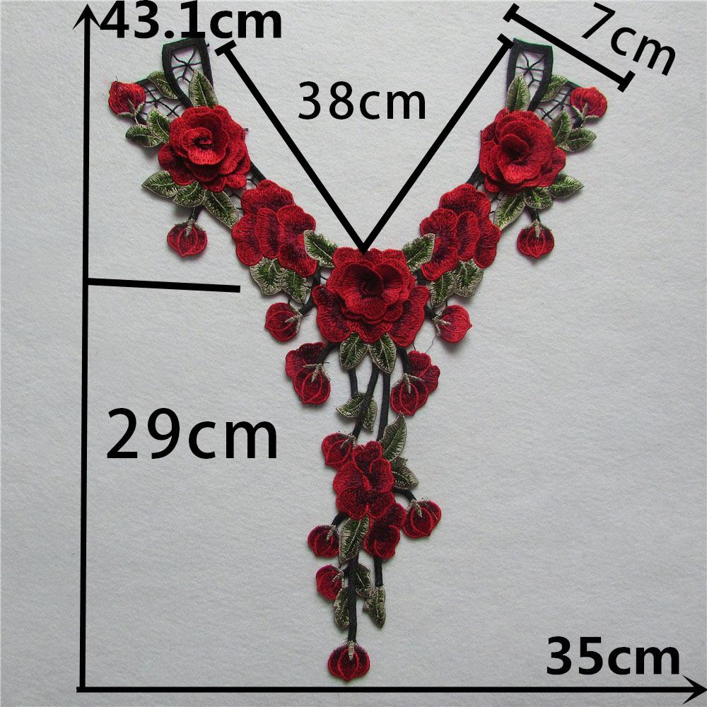 Новый 3D вышитый красный полый кружевной DIY аксессуары для одежды тканевый патч