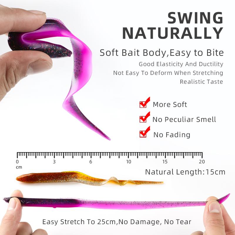 BEARKING Мягкие приманки EEL 20 см 15 см, искусственные приманки, рыболовные черви, силиконовые окуни, щука, гольян, приманка для плавания, отсадка, пластиковые приманки