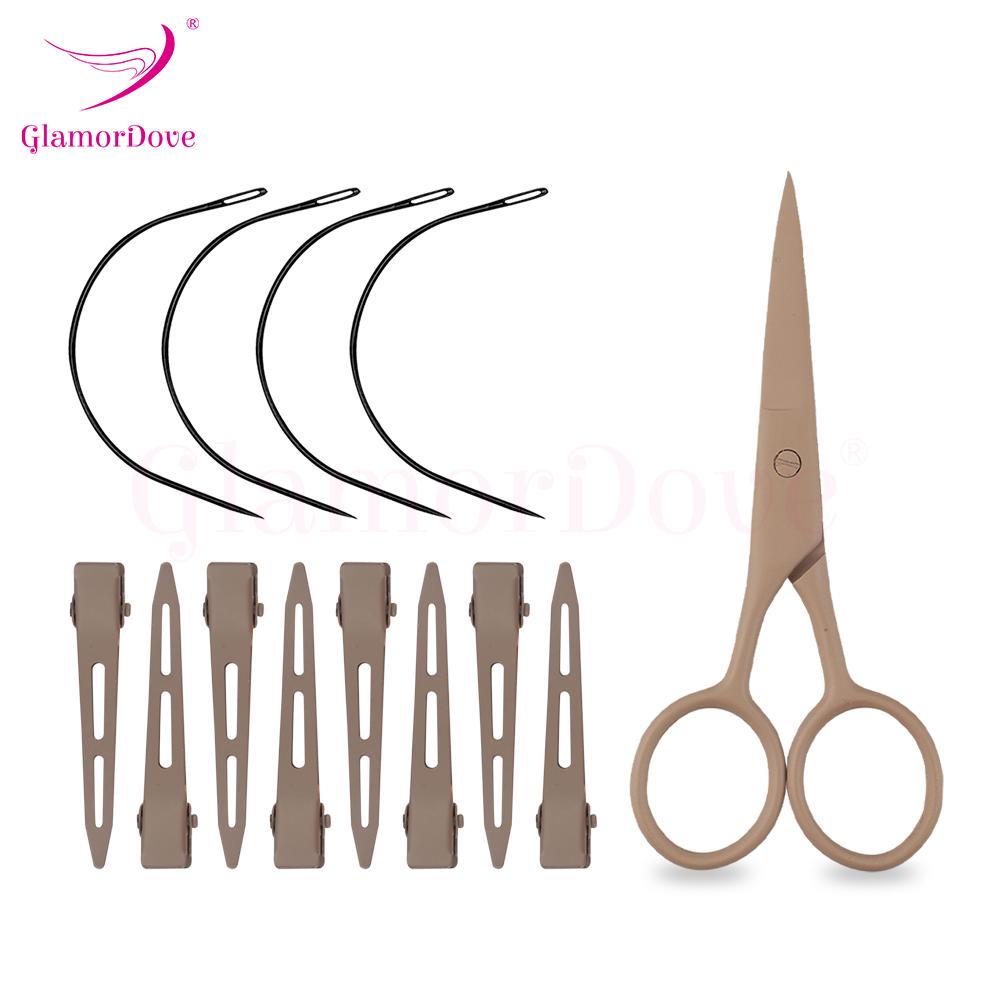 Изогнутые иглы и ножницы со шпильками, игла для плетения волос, инструменты для нарезки волос, инструменты для наращивания утка