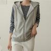 Hooded Sweatshirt Sleeveless Jackets Grey Black Vest All Match Women's Short Slim Thick Vest Jacket Coat