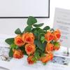 1 букет, имитация цветка, 11 голов, реквизит для фотосессии без полива, привлекательный свадебный букет, искусственный цветок розы, домашний декор