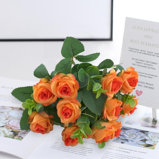 1 букет, имитация цветка, 11 голов, реквизит для фотосессии без полива, привлекательный свадебный букет, искусственный цветок розы, домашний декор