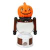 -O'-Lantern Candy Machine for Halloween Parties, Freestanding Plastic Dispenser with Clear Globe, Turn Knob, Banded Base and Necktie Design