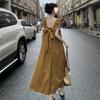 Summer Cute Sweet Casual Thin Solid Loose Sleeveless Long Dress Square Collar Women's Clothing Dresses