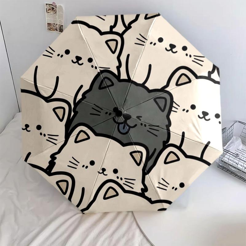 1 шт. chow Автоматический складной зонт - Мультяшный узор, Портативный и складной дизайн с 8 спицами, Рождественские и Новогодние подарки