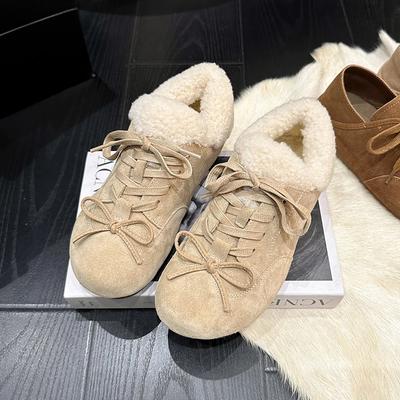 2024 Горячая Распродажа Туфли для женщин на шнуровке Женские балетки Повседневные Теплые балетки Женские туфли с бабочкой и круглым носком Мягкая подошва Женские